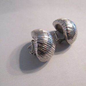 Large Sterling Silver “Shrimp” Pierced Earrings - Italy